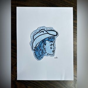 Pop art watercolor and ink painting print 8.5x11in signed and numbered